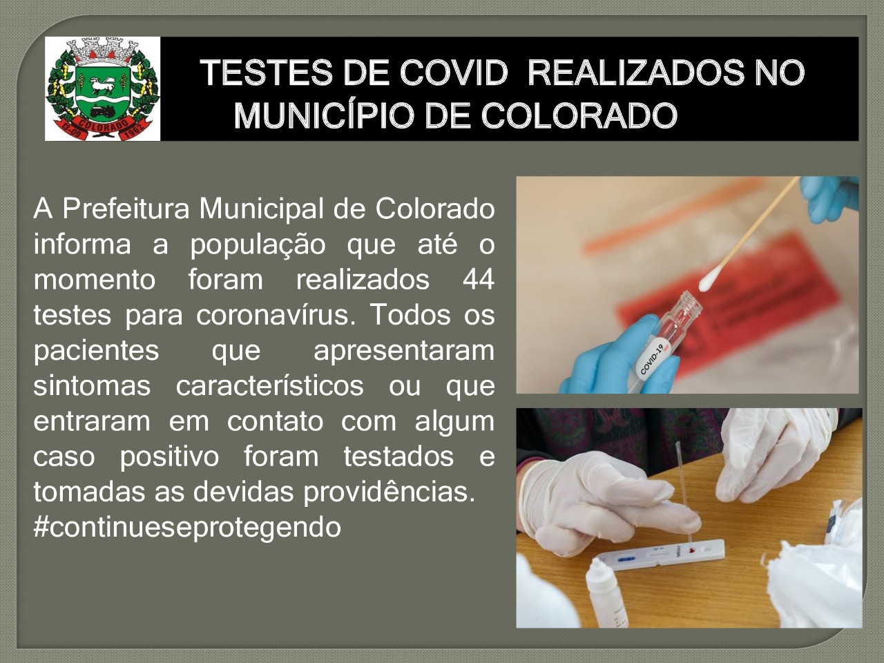 Novo Boletim da Covid-19 de Colorado – JORNAL ON-LINE COLORADO EM FOCO